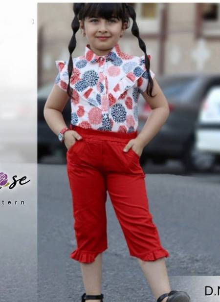 Red Colour ROSE Fancy Stylish Regular Wear Rayon Designer Top With Pant Collection ROSE 3